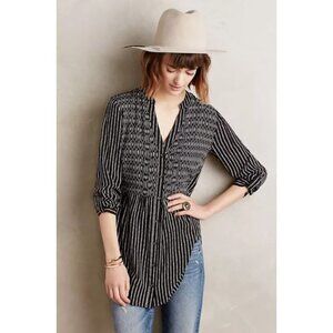 Anthropologie Maeve Black and White Calia Tunic Top
